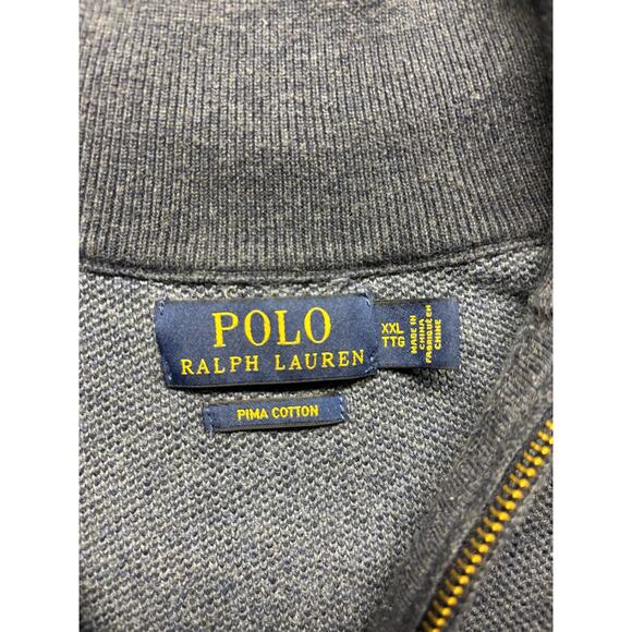 Polo Ralph Lauren Quarter 1/4 Zip Sweater Blue 100% Pima Cotton Men’s XXL - Picture 3 of 6